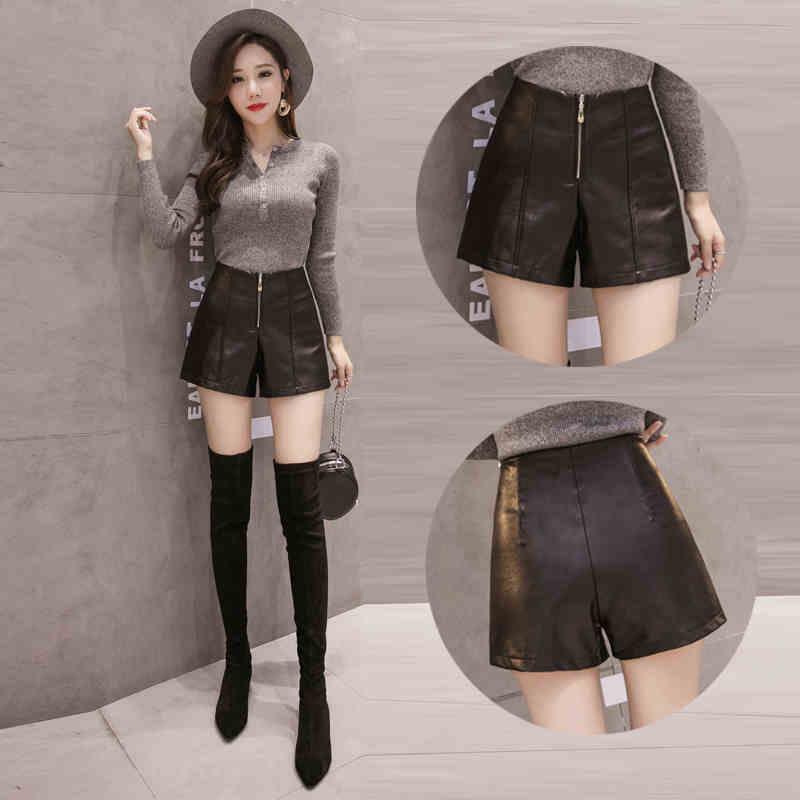 Quần Short Da Lưng Cao Ống Rộng Phong Cách Hàn Quốc Dành Cho Nữ