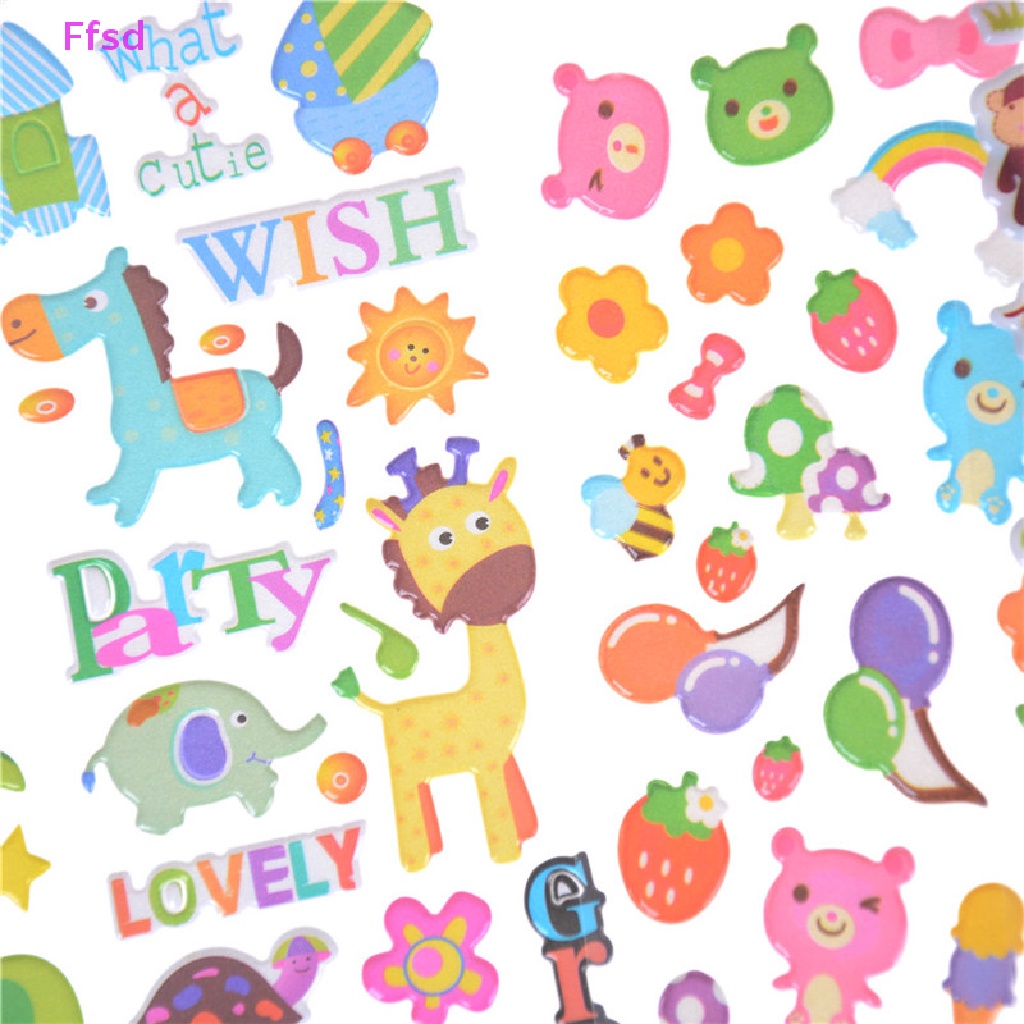 Bộ 6 Tấm Hình Dán Họa Tiết Động Vật Hoạt Hình Dễ Thương Dùng Làm Đồ Chơi Cho Bé