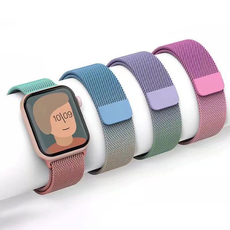 Dây Đeo Inox Khóa Nam Châm Màu Gradient Cho Đồng Hồ Thông Minh Apple Watch 38mm 40mm 42mm 44mm 41mm 45mm 49mm 1 2 3 4 5 6 7 8 ultra se