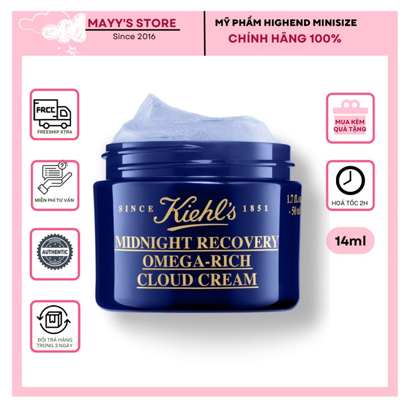 Kem Dưỡng Phục Hồi Da Ban Đêm KIEHL'S Midnight Recovery Omega Rich Cloud 14ml