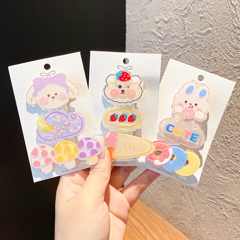 Set 3 Kẹp Tóc Hình Thỏ Dễ Thương Cho Bé Gái