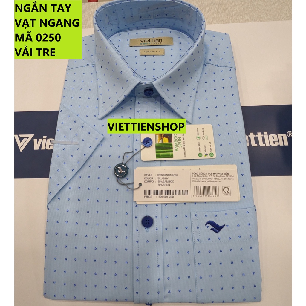 (0250 Sn 1) ÁO SƠ MI VIỆT TIẾN NGẮN TAY VẠT NGANG VẢI TRE