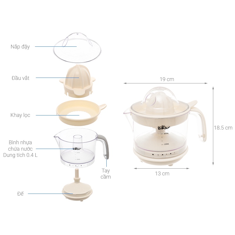 Máy Vắt Cam Bear / Dụng Cụ Vắt / Ép Mini CZJ-A04B1 | Hàng Chính Hãng | Bảo Hành 18 Tháng | Mimax Store