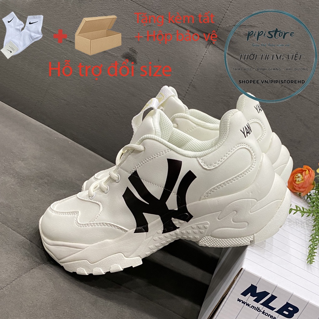 [FlashSale] Giày mlb ny, sneakers Mlb Ny chữ đen, Giày ny thân trắng size 36- 43 [pipistore]