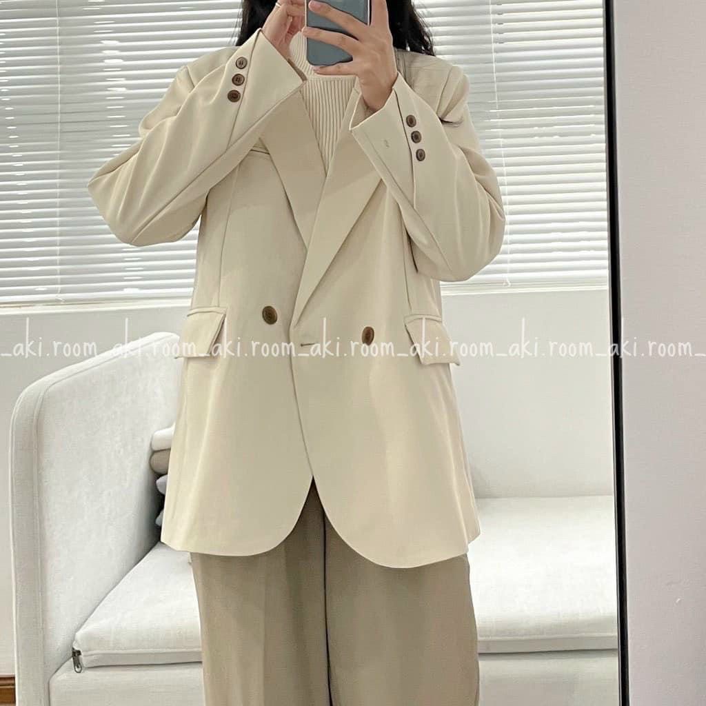 Khoác Blazer 266 nắp túi khuy chéo tay