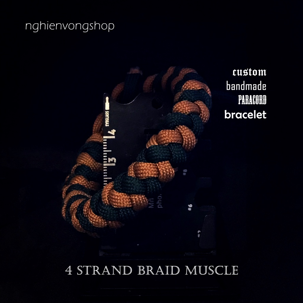 Vòng tay paracord 4-strand-braid-muscle - màu xanh lá cây nâu