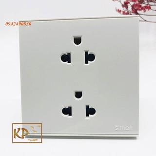 Ổ cắm đôi đa tiêu chuẩn kiểu Âu Mỹ 16A có tiếp địa lắp chuẩn đế vuông simon E6 721287