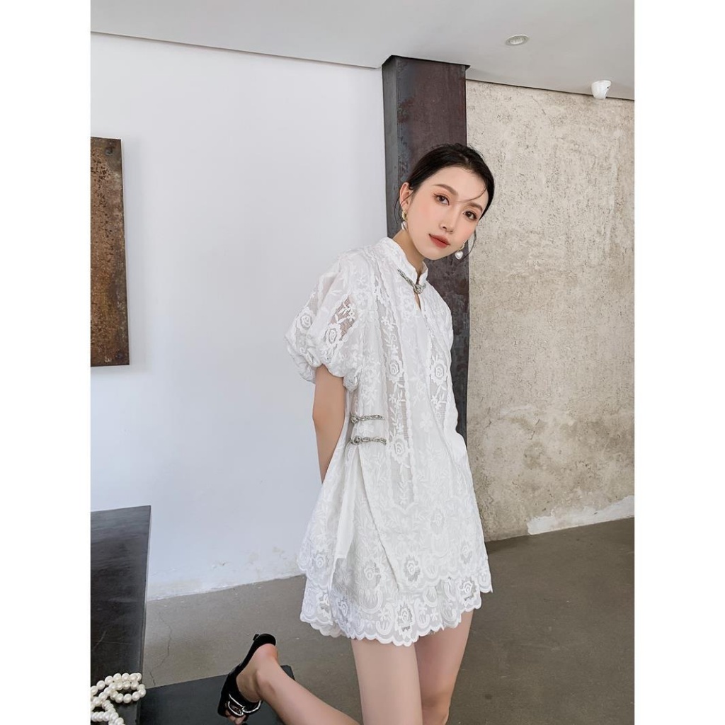 Áo Sơ Mi Trắng Tay Lửng Thêu Họa Tiết Phong Cách Mới Mùa Hè Cho Nữ