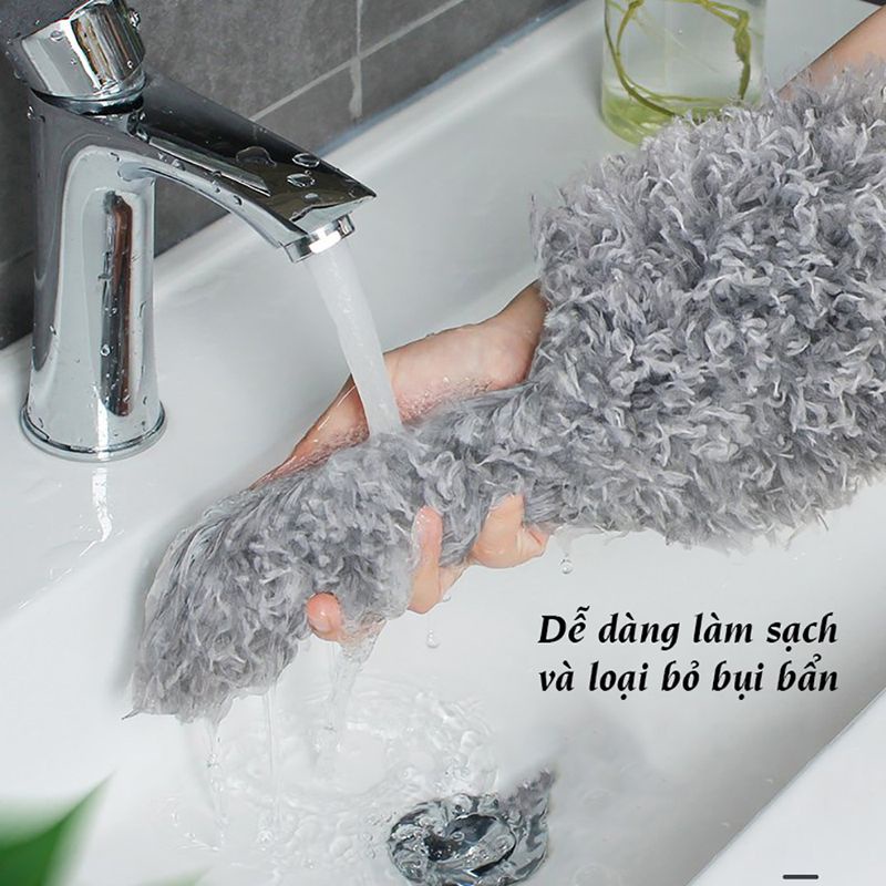 Chổi Quét Trần Bằng Sợi Vải Siêu Nhỏ Cán Inox Dài Cao Cấp, Đầu Chổi Linh Hoạt, Chổi quét bụi rút xoay 360 độ cherrystore