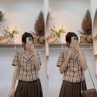 sơ mi kẻ cổ vest