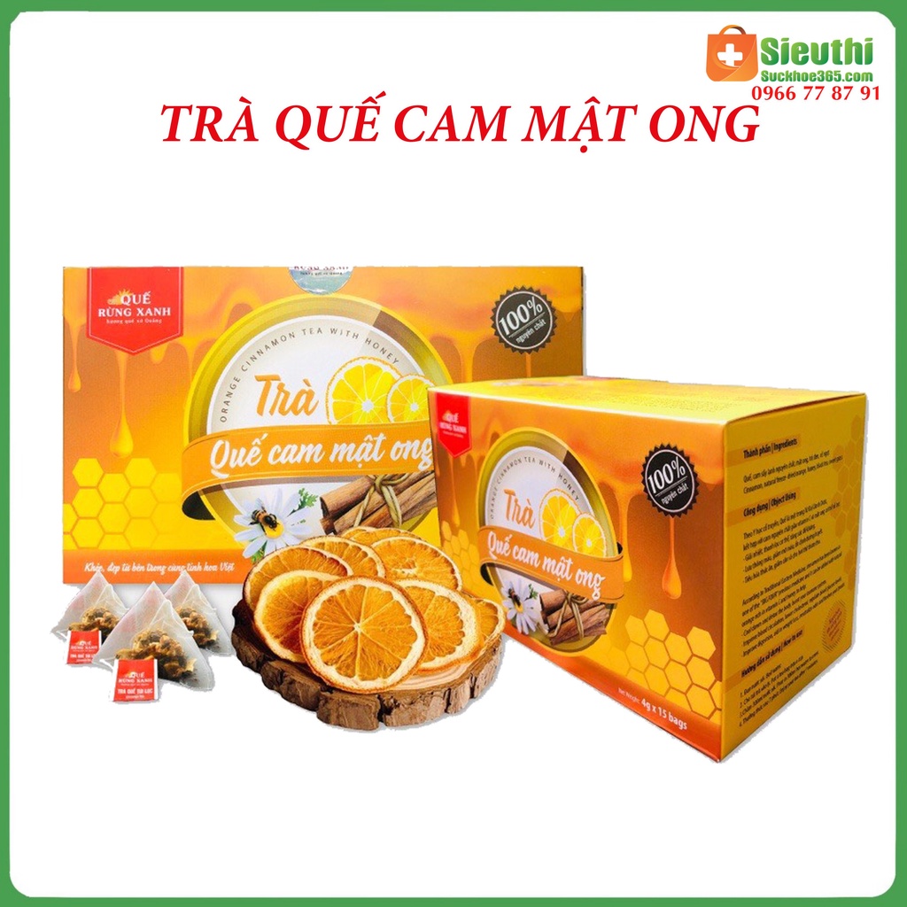 Trà Cam Quế Mật Ong rừng hộp 15 túi lọc giúp làm ấm cơ thể, ổn định đường huyết,thư giãn tinh thần Siêu Thị Sức Khoẻ 365