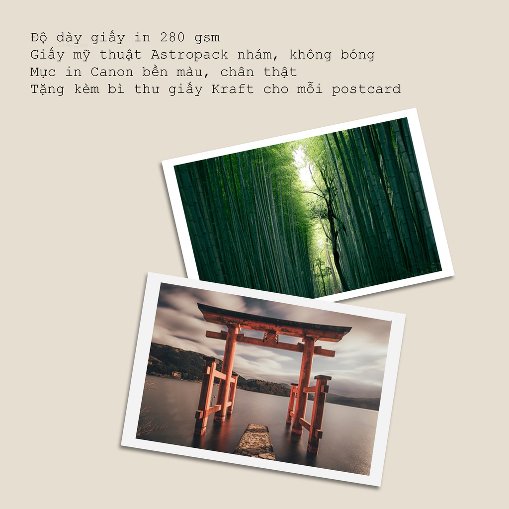 Bưu thiếp, thiệp, postcard chủ đề Nhật Bản in giấy mỹ thuật kích thước 10x15 tặng kèm bao thư giấy kraft