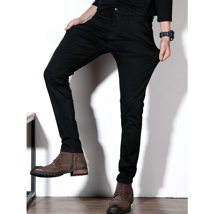 CÓ SIZE ĐẠI BIG SIZE QUẦN JEAN NAM ĐEN TRƠN - QUẦN JEAN NAM ỐNG CÔN DÁNG ÔM BODY VẢI CO GIÃN TOP BÁN CHẠY NHẤT