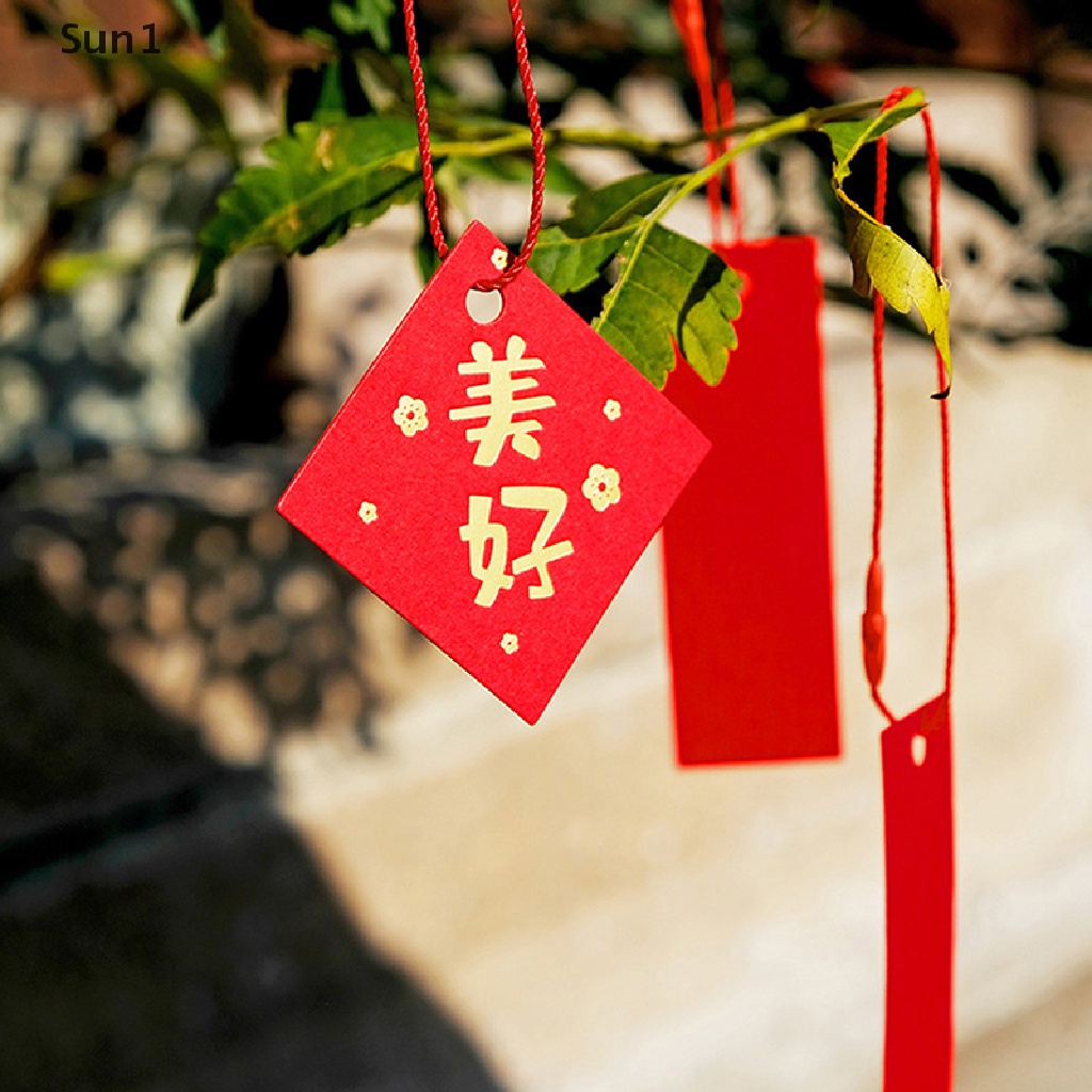 Set 20 Thẻ Chúc Mừng Năm Mới Màu Đỏ Trang Trí Đẹp Mắt