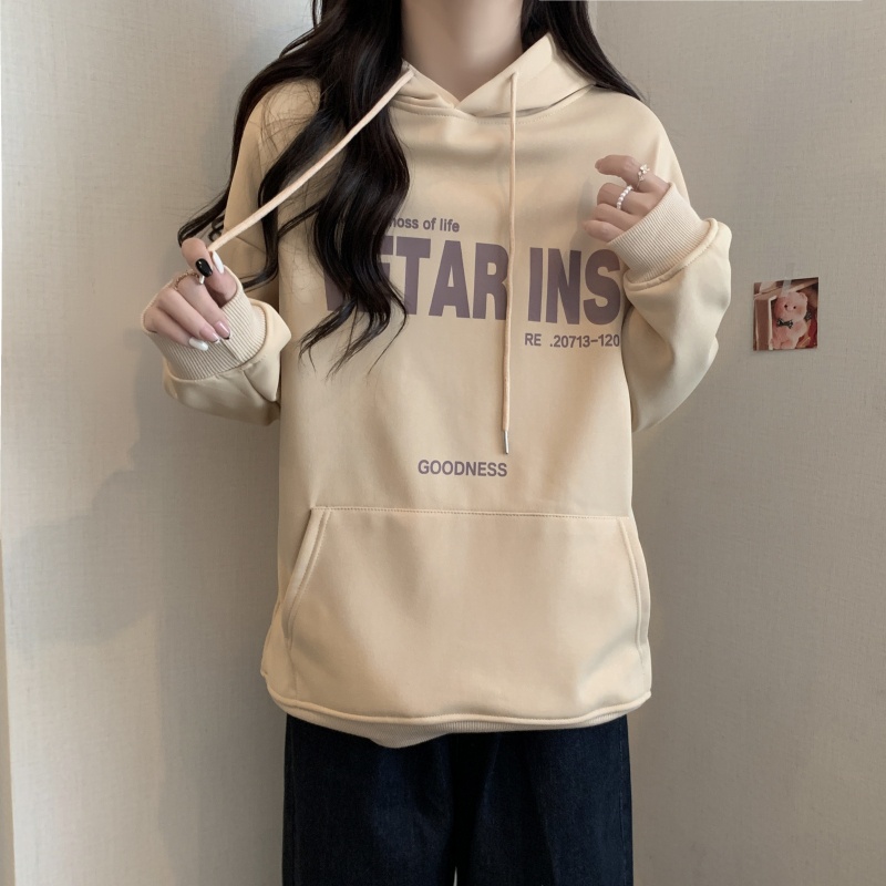 Áo Hoodies Tay Dài Hoạ Tiết Chữ In Phong Cách Hàn Quốc