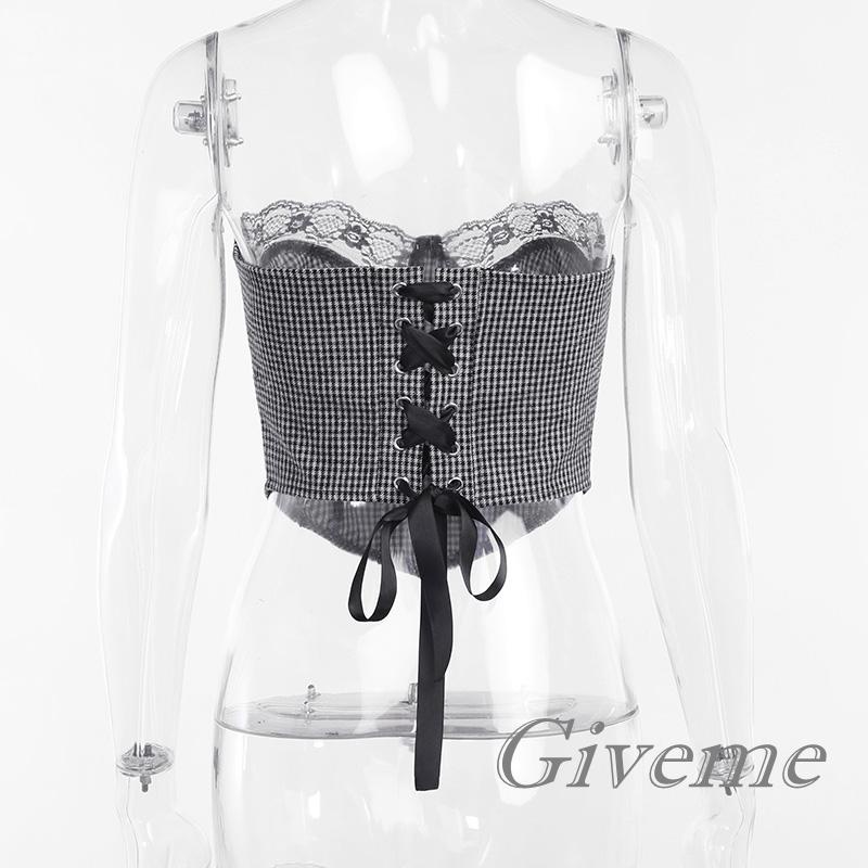 Áo Lửng Cúp Ngực Phối Ren Thời Trang Cho Nữ