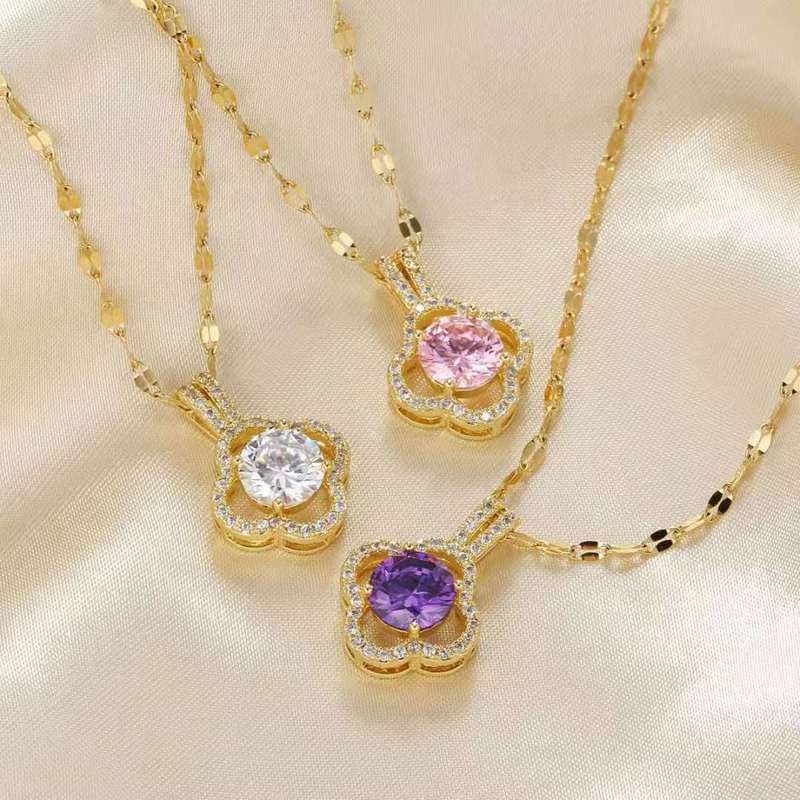 Vòng cổ Mặt Cỏ Ba Lá May Mắn Đính Đá Thời Trang