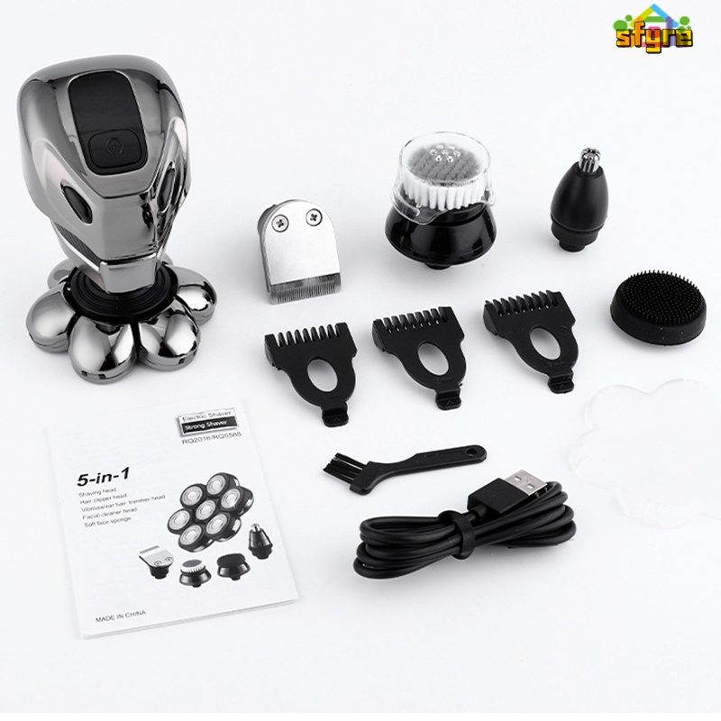 Máy Cạo Râu Điện 7 Trong 1 Không Dây Chống Thấm Nước Có Thể Sạc Lại Cho Nam