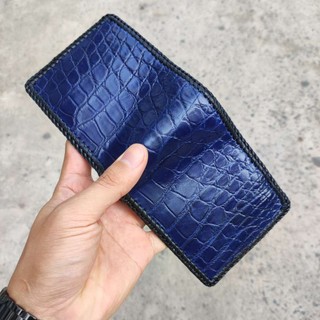 Ví cá sấu xanh navy không đụng hàng. da bụng cá sấu 2 đan viền!