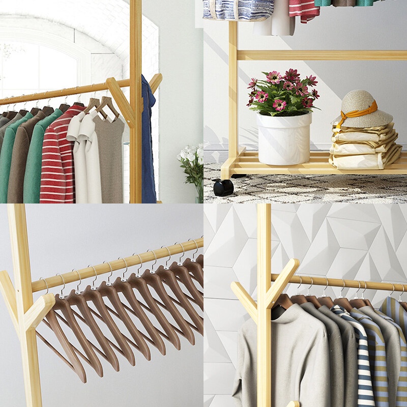 WORTHBUY Giá Treo Quần Áo Bằng Tre Kiểu Dáng Đơn Giản Thanh Lịch