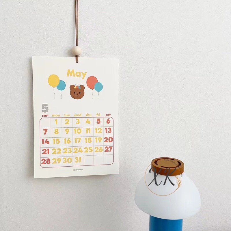 Lịch Treo Tường 2023 in Hình Gấu Dễ Thương Hàn Quốc Cho Bé Giấy Cao Cấp Cực Kì Đẹp Trang Trí Nhà