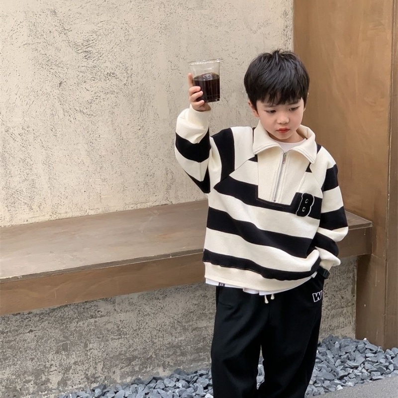 Áo Hoodie Họa Tiết Kẻ Sọc Thời Trang Mùa Thu Hàn Quốc Mới Cho Bé Trai