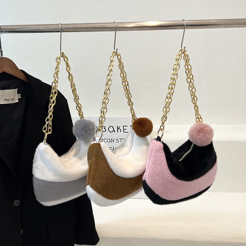 Túi Xách JASMIN NOIR Đeo Vai Chéo Hình Bán Nguyệt Phối Dây Xích Cá Tính Cho Nữ