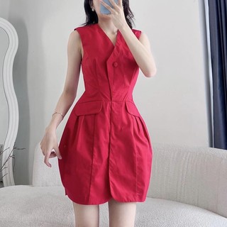 MEET - Đầm Kaki Tulip Nút Bọc