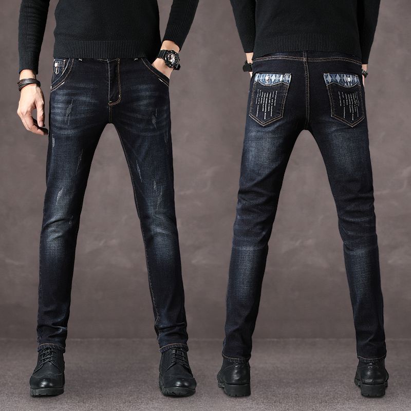 Quần Jeans Dài Phối Vết Rách Thời Trang Dành Cho Nam