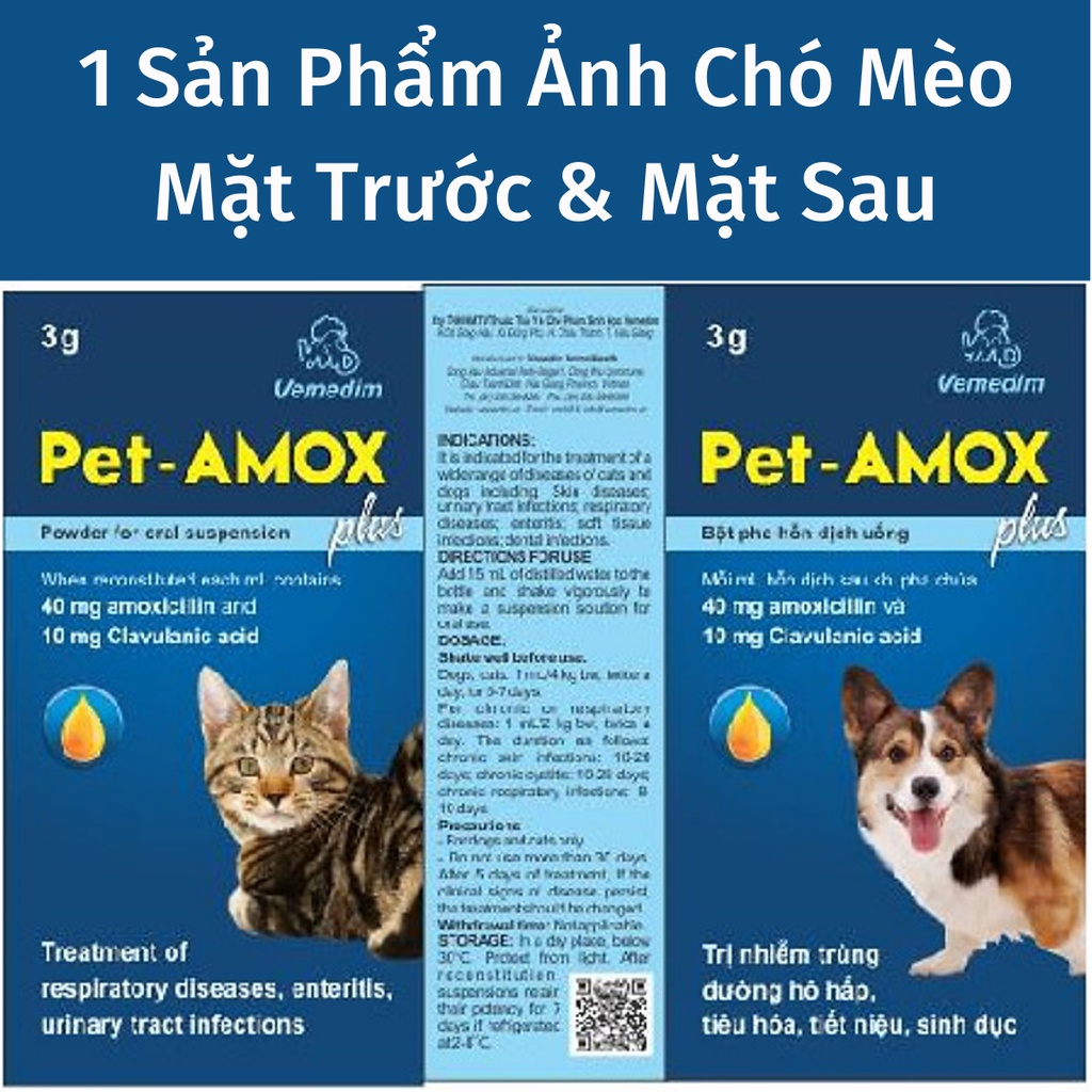 Pet- Amox Plus Dùng Các Nh.iễ.m Tr.ù.ng T.iêu H.óa - H.ô H.ấ.p Chó Mèo Lọ 20ml