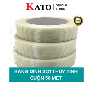 Cuộn 50m băng keo sợi thủy tinh chịu nhiệt độ cao, chông cháy nổ. KATO