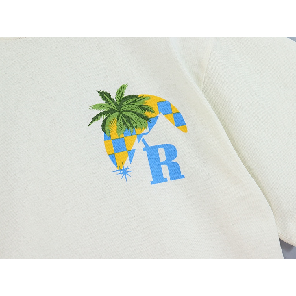Rhude2023 New Moonlight Tropic Logo Print Street Loose Casual Versatile Cotton Short Sleeve Fashion T-shirt