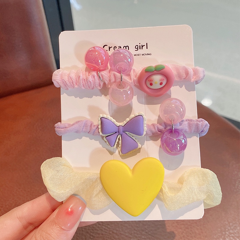 Dây Cột Tóc Ba Chiều Bản Lớn Hình Trái Tim Ba Chiều Dễ Thương Cho Bé Gái