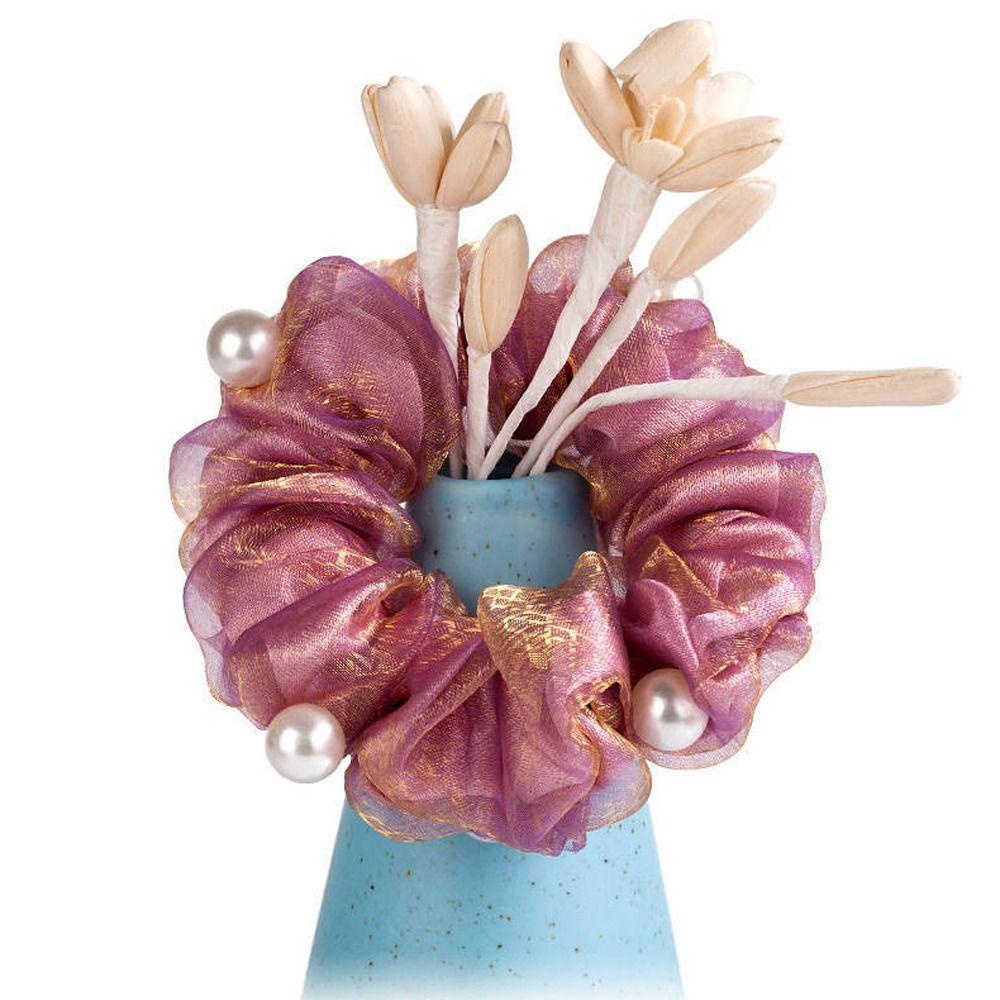 Dây Buộc Tóc Cao Su Co Giãn Phối Lưới Phong Cách Vintage Thanh Lịch Cho Nữ