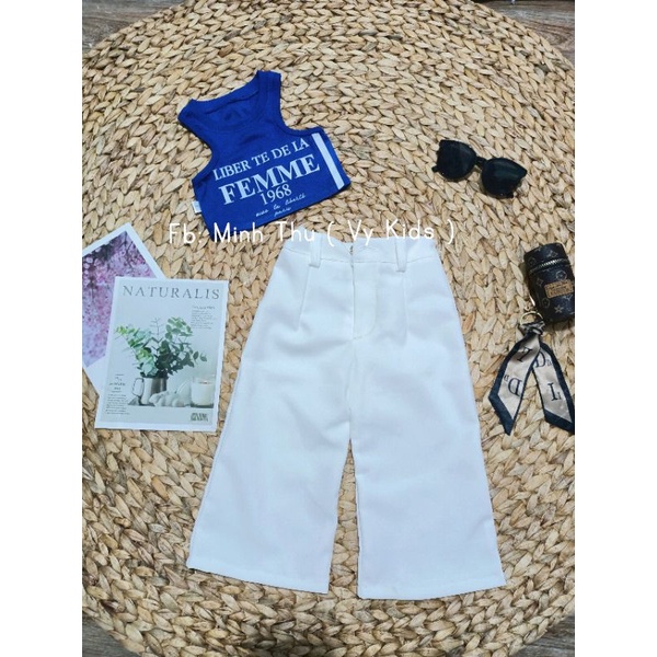 Set Thiết Kế Áo Croptop Kết Hợp Quần Suông Sang Chảnh