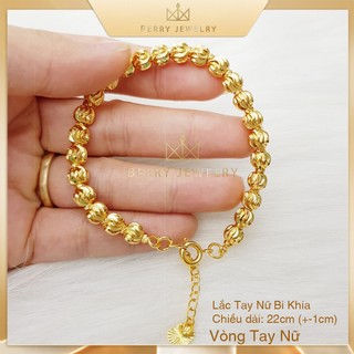 Vòng tay nữ cầu bi, lắc tay bi thái xi vàng có chốt điều chỉnh độ rộng