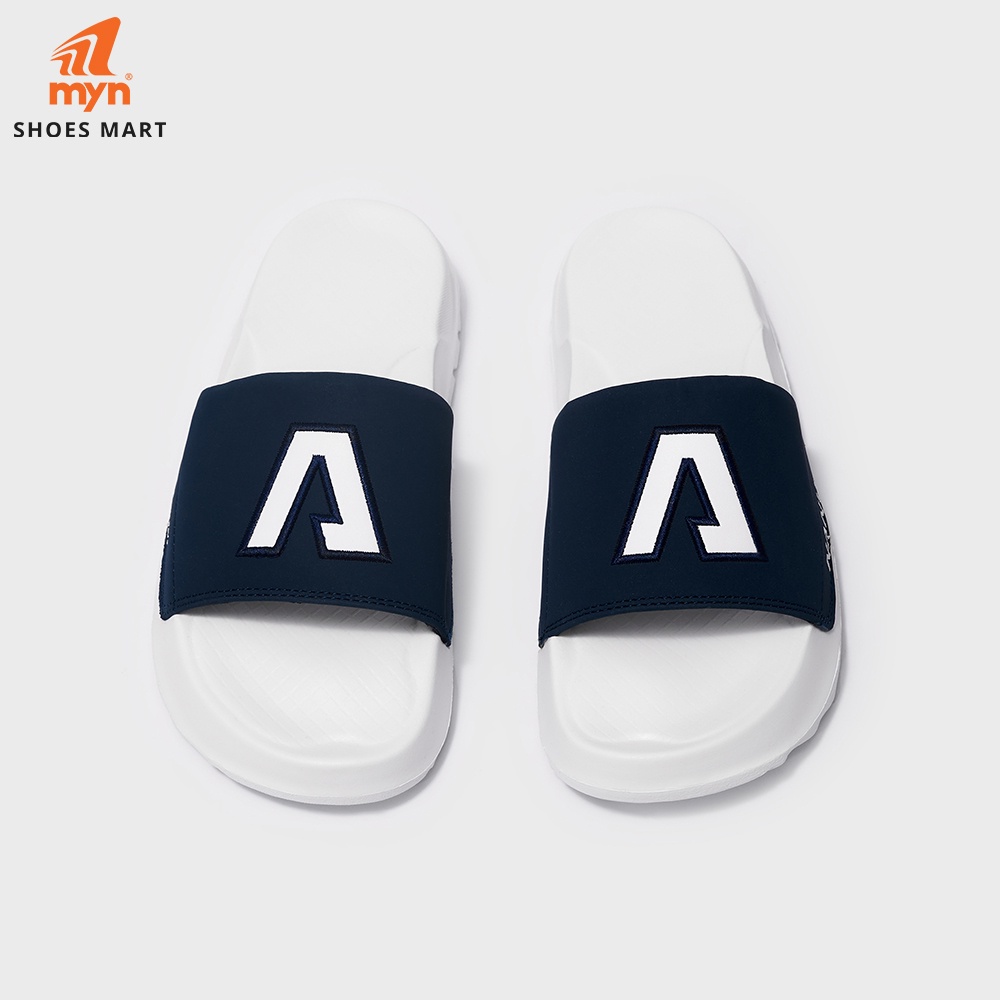 Dép Nanu nam nữ N03 Navy White logo chữ A thêu viền đế chunky 4cm siêu êm