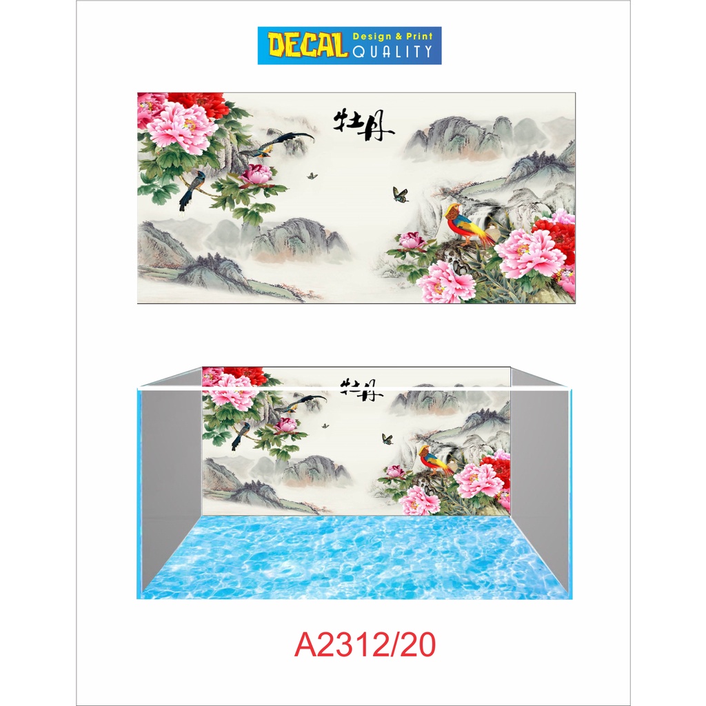 Tranh Dán Hồ Cá Hình Hoa Decal Nhiều Kích Thước Decalquality.store