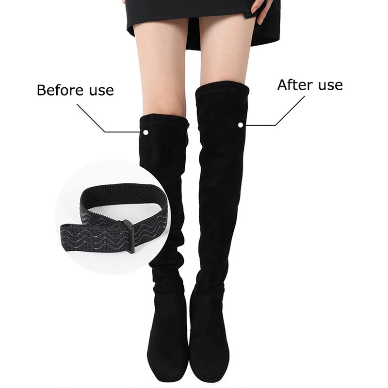 1 Bộ Dây Đai Cố Định Giày Bốt Cao Gót Màu Đen Co Giãn Chống Trượt Chống Rơi Có Thể Điều Chỉnh