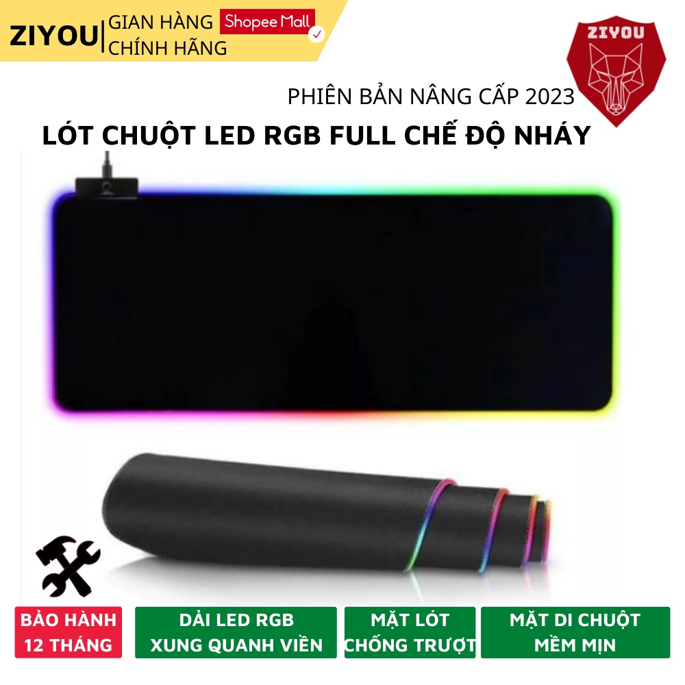 Lót Chuột Led, Pad Led Rgb 7 Màu ZIYOU Nhiều Chế Độ Nháy Cực Đẹp, Mặt Mềm Mịn,Chống Trượt Kích Thước 80 x 30mm