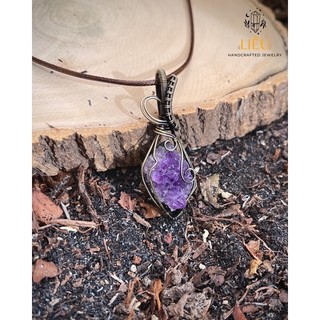 Vòng cổ tinh thể Amethyst - Amethyst Crystal Wire Wrapped Pendant