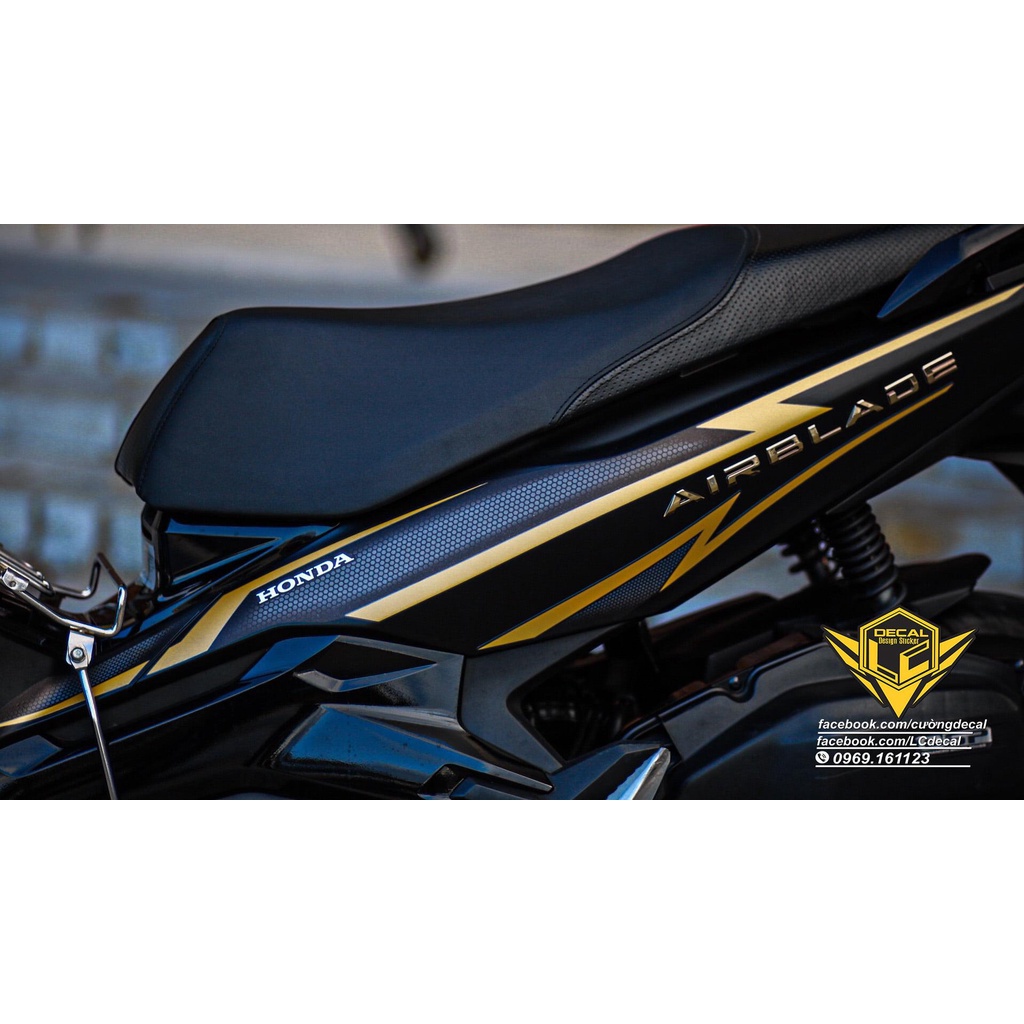 [Siêu Sale] Tem Decal Rời mẫu chỉ tổ ong vàng cho AirBlade đen nhám - tem chuẩn form dễ dán