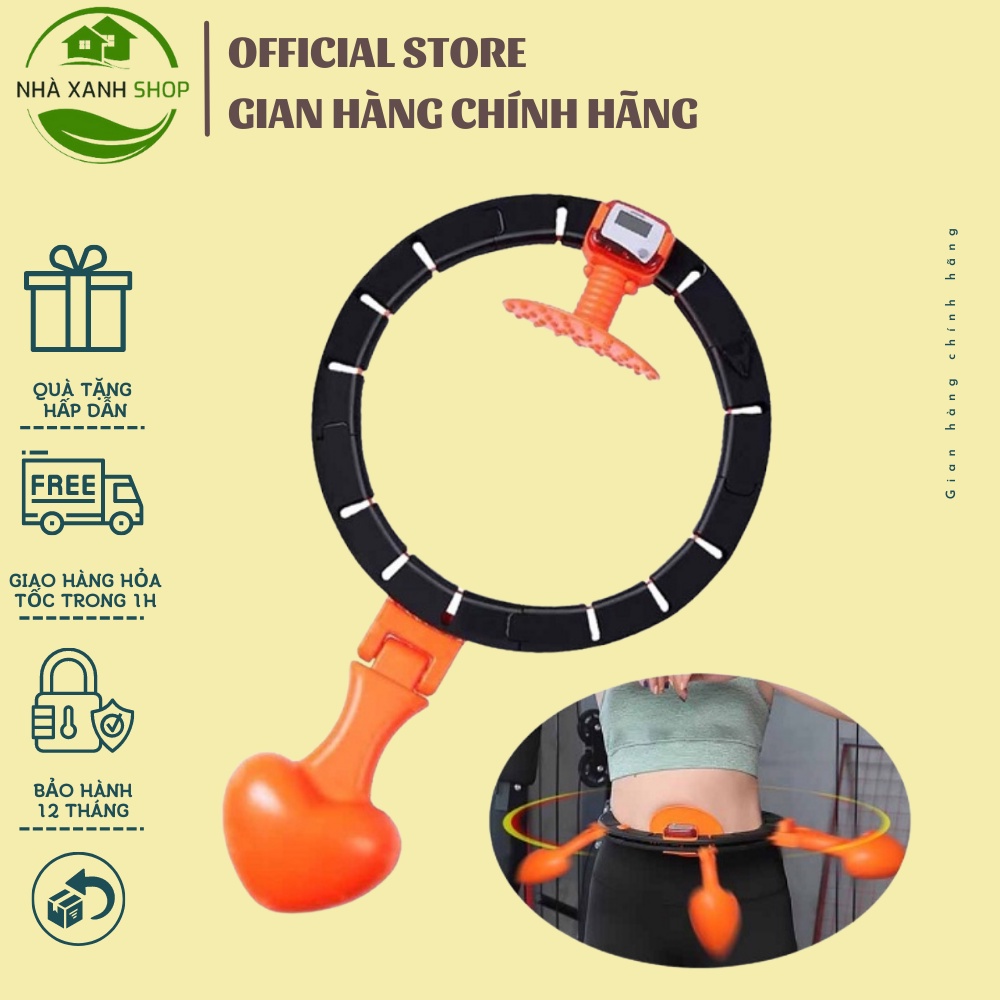 Vòng lắc eo giảm mỡ bụng Hula Hoop tập thể hình tại nhà, có đồng hồ đếm, hiển thị vòng quay điều chỉnh kích thước
