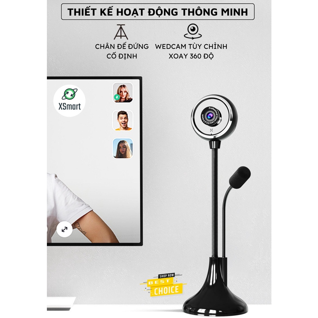 Webcam máy tính có mic xoay 360 A09 FULL HD NEW 2023 cao cấp dùng học tập, live camera trên pc laptop | BigBuy360 - bigbuy360.vn