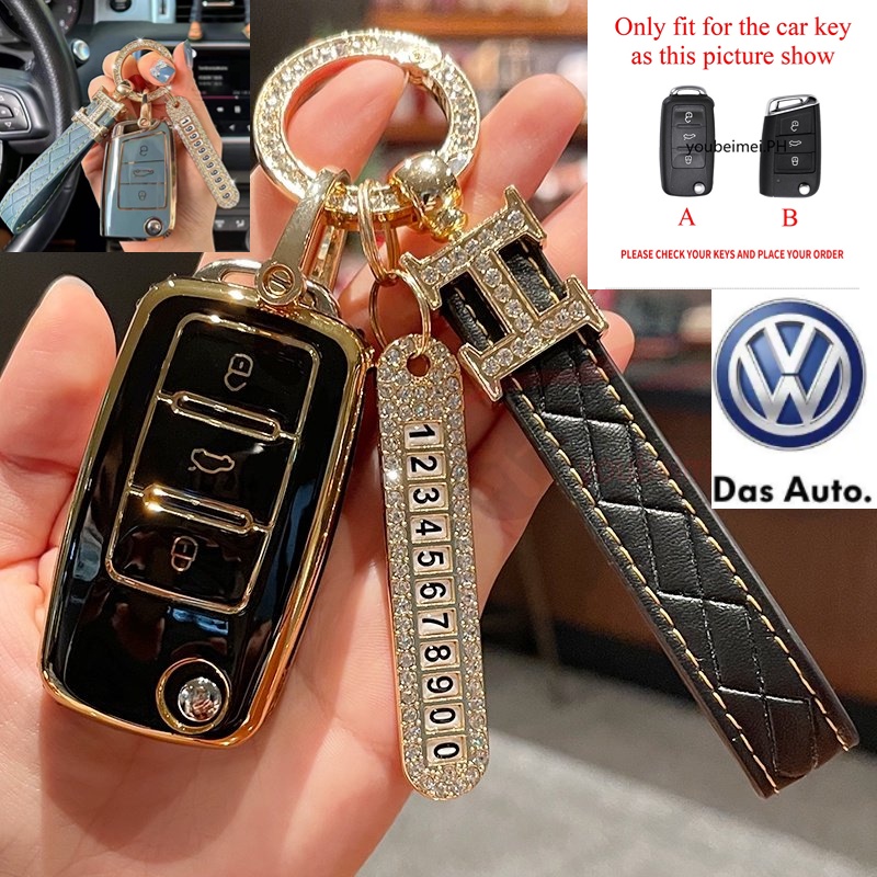 Vỏ TPU Bảo Vệ Chìa Khóa Xe Hơi Volkswagen VW Passat Polo Tiguan Golf Beetle Caddy T5 Up Eos Skoda Octavia Seat Leon Altea Volkswagen Golf 5 6 7 8 Polo Mk 4 5 6 7 Skoda Fabia