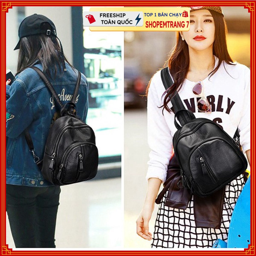 Balo thời trang da PU mềm mịn chống nước tuyệt đối balo học sinh đeo nhiều kiểu ngăn rộng khóa kéo sang chảnh