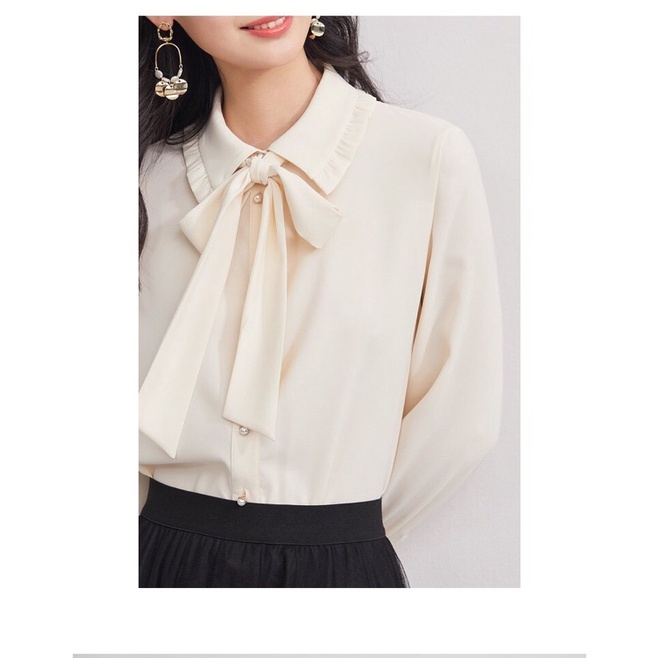 Áo sơ mi phối nơ Hopeshow