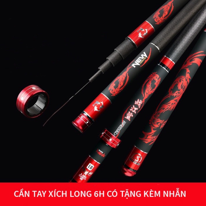 Cần câu tay Xích Long 6H Câu Đơn Câu Đài Tặng Kèm Ngọn Phụ và Nhẫn