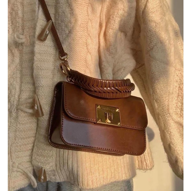 Túi xách nữ đeo chéo CnK có quai xách dây đan tết mẫu mới size 18