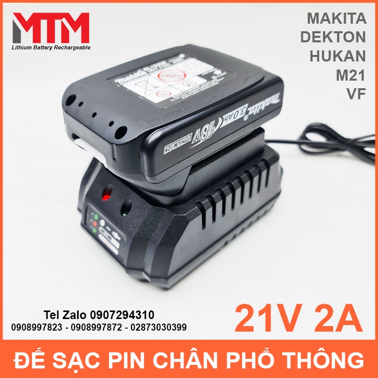 Đế sạc pin chân phổ thông Makita Dekton Hukan M21 VF 18V 21V 2A tự động